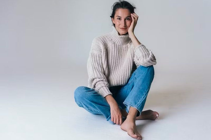 A woman at ease, taking a quiet moment